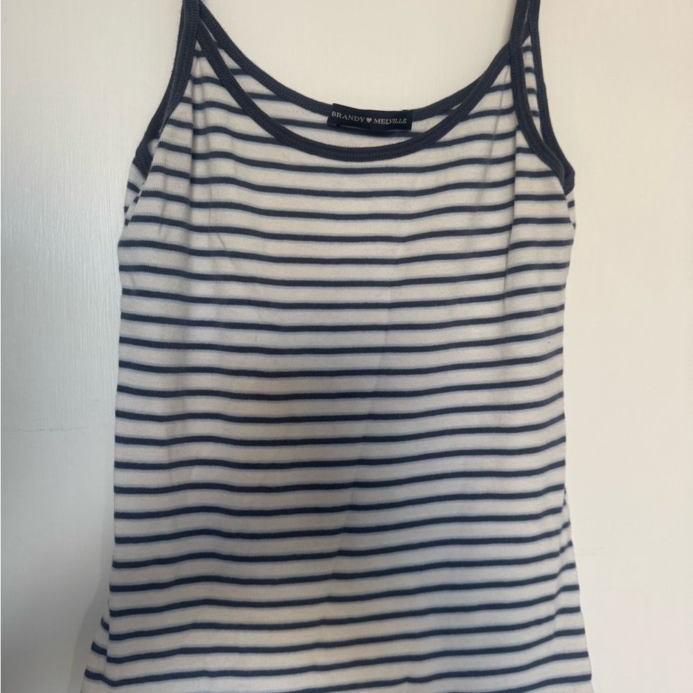 Brandy Melville Black and White Striped Tank Top